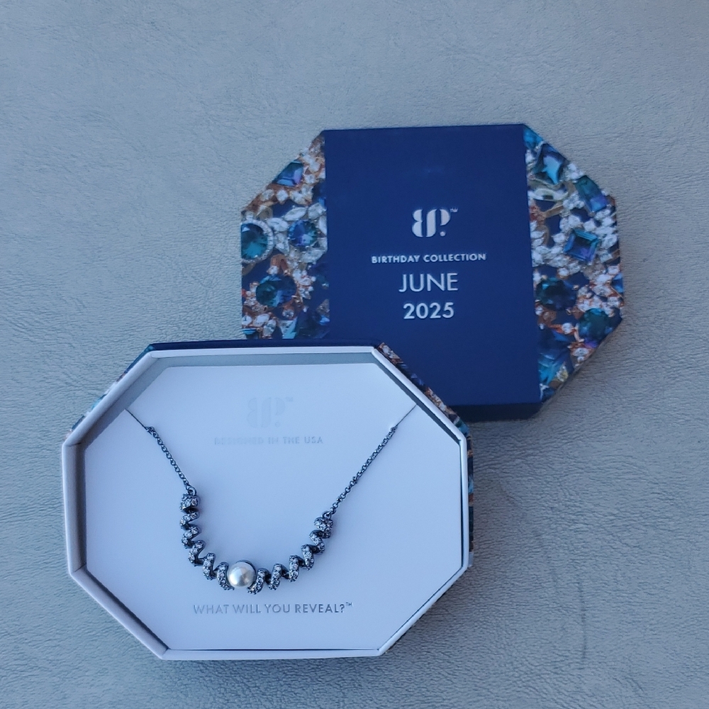 BP “Swirling Magic” Necklace – Hematite Plated, Ceramic Pearl, NWT